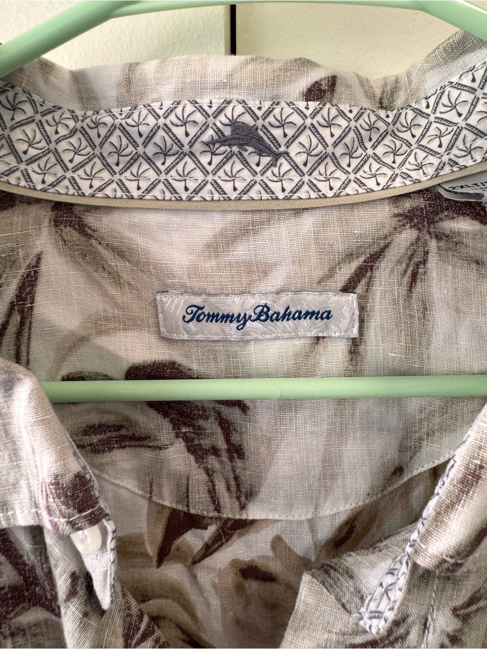 Tommy Bahama Beige and Brown Palm-Print Button-Down Shirt - Picture 2 of 5